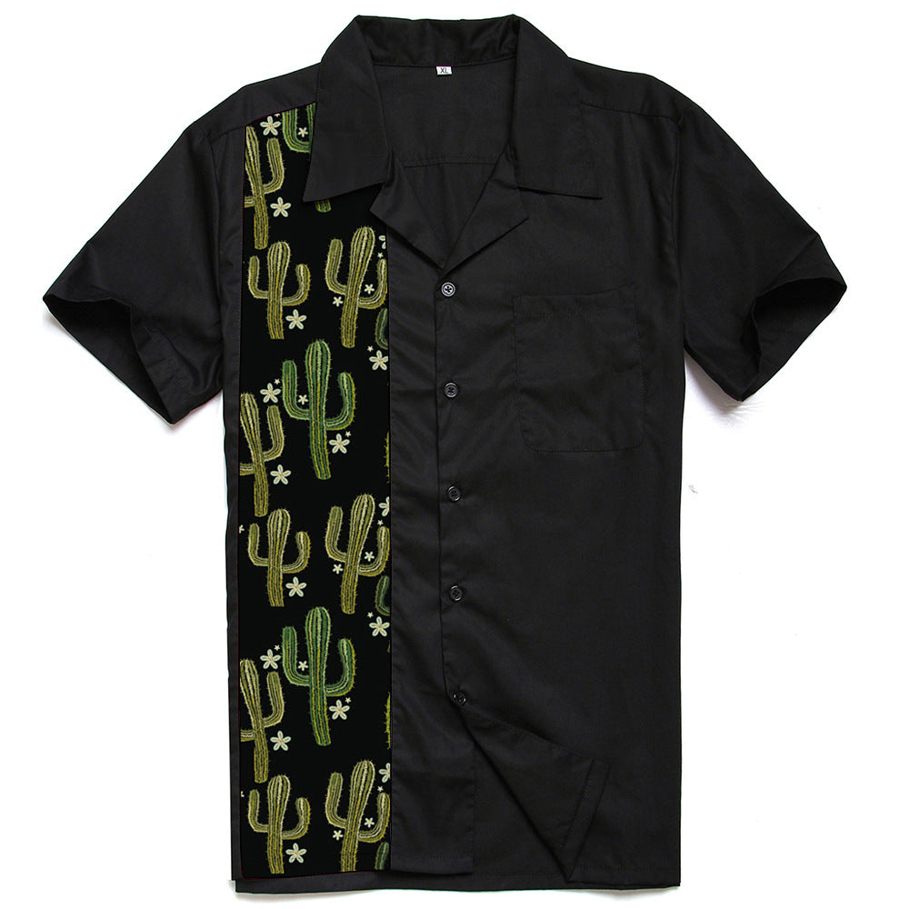 Summer men's cactus top plus size retro men's shirt