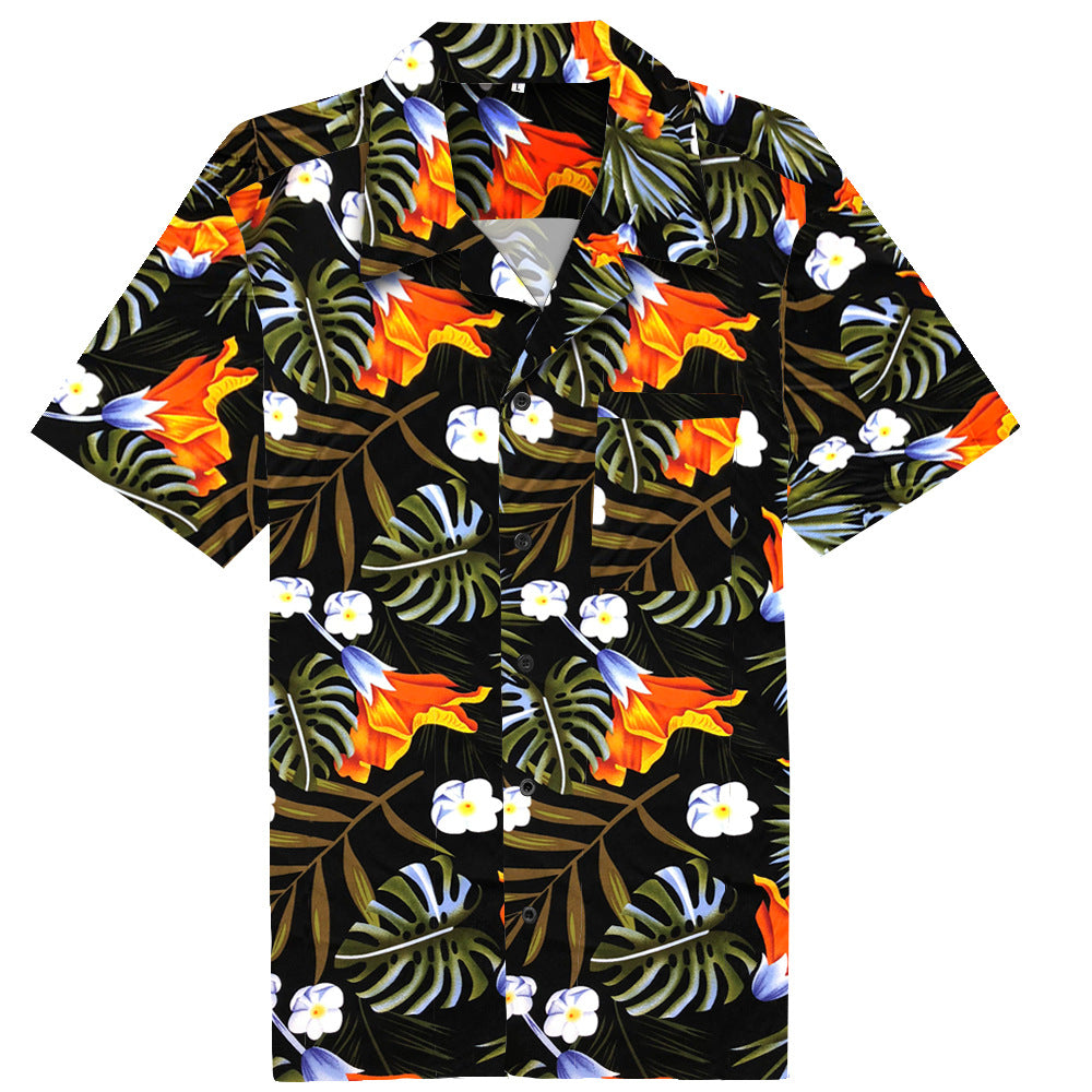 Summer men's floral shirt new Hawaiian top turtle bamboo casual vacation short sleeved men's clothing