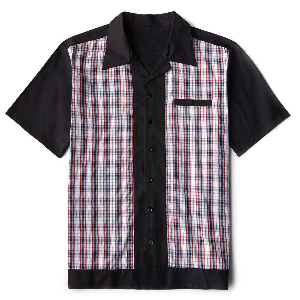 New Men's Casual Checkered Short Sleeve Shirt Flat Japanese British Shirt