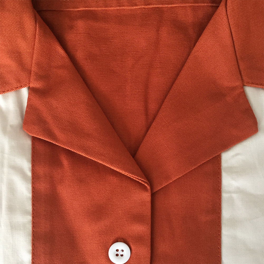 European and American retro new brown beige patchwork men's shirt street punk hip-hop short sleeved top