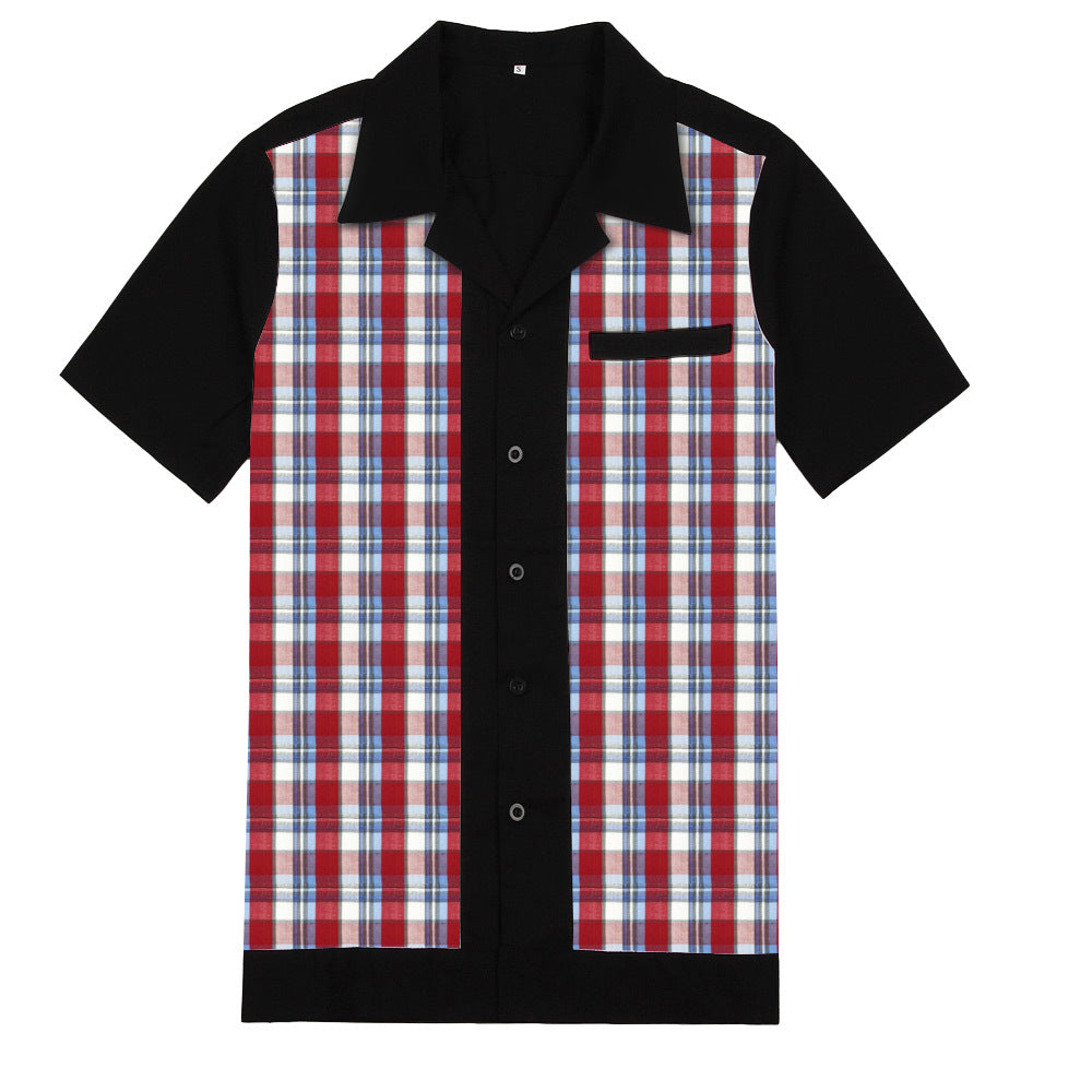 Autumn cotton British plaid men's short sleeved shirt original design men's clothing