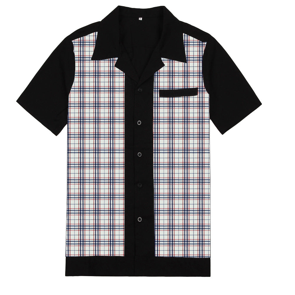 New Men's Casual Checkered Short Sleeve Shirt Flat Japanese British Shirt