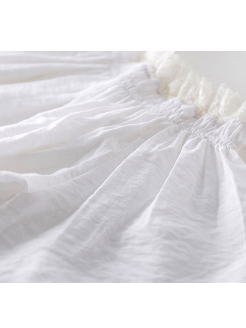 Tencel - cotton white breathable long - sleeved 1950s - 1960s Style Off - Shoulder Cotton Peasant Blouses