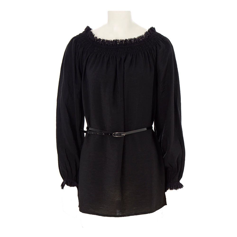 Tencel - cotton white breathable long - sleeved 1950s - 1960s Style Off - Shoulder Cotton Peasant Blouses