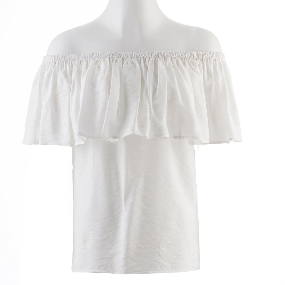 Hot Sale! Off - Shoulder Women Tops with Ruffled Neckline: Sweet and Romantic Style