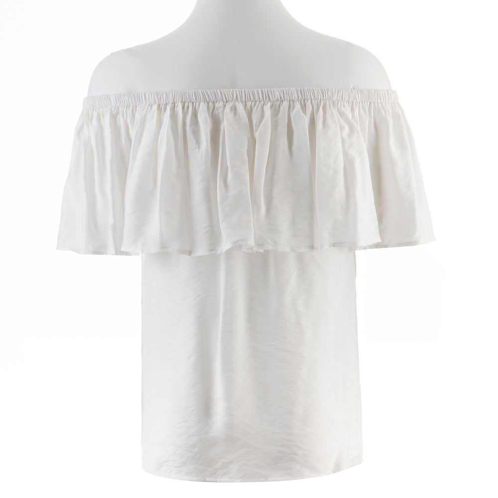Hot Sale! Off - Shoulder Women Tops with Ruffled Neckline: Sweet and Romantic Style