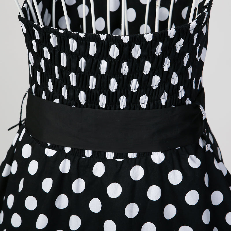 Best - Seller! Retro Polka - Dot Halter Dress with Waist - enhancing Belt Wholesale customization