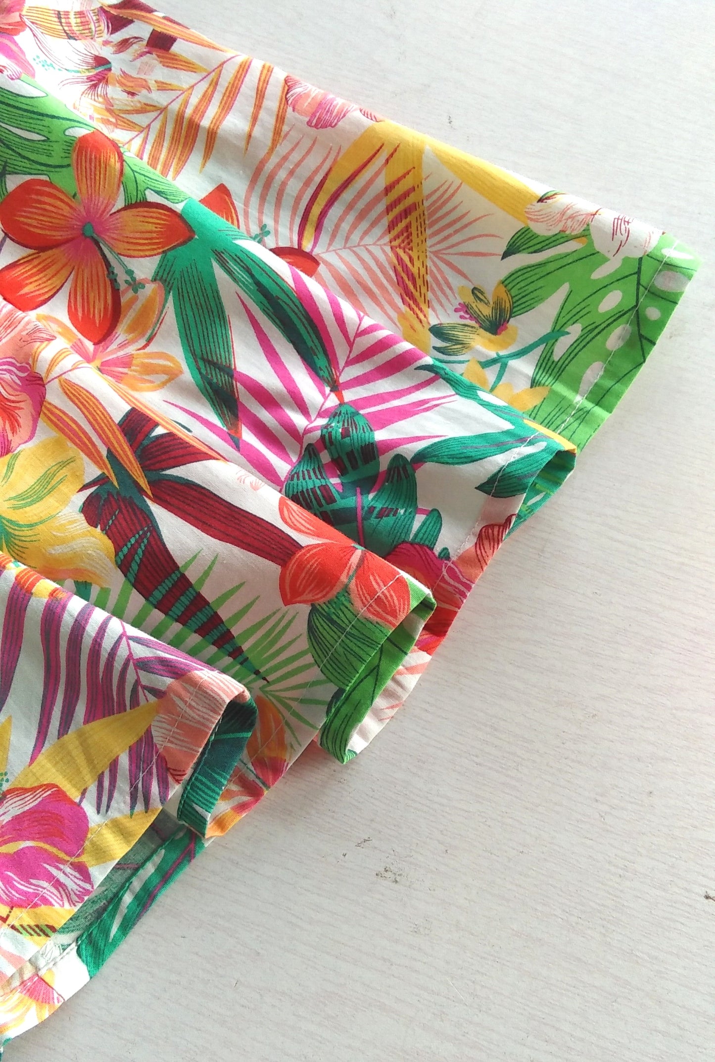Summer - Inspired Off - Shoulder Short - Sleeved Blouse with Vivid Tropical Floral Prints