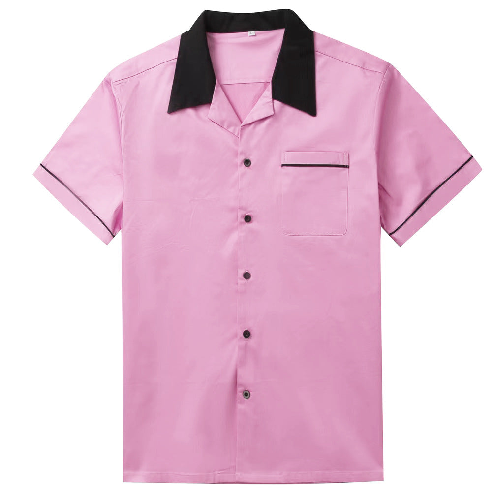 New hot selling lapel short sleeved single pocket men's shirt original design