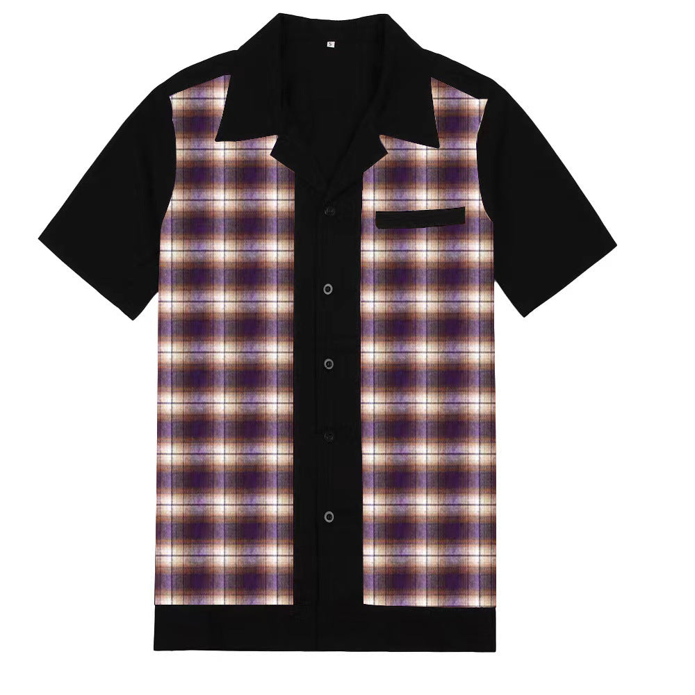 Original Collar Loose Short Sleeve Versatile Shirt Cotton British Checkered Shirt