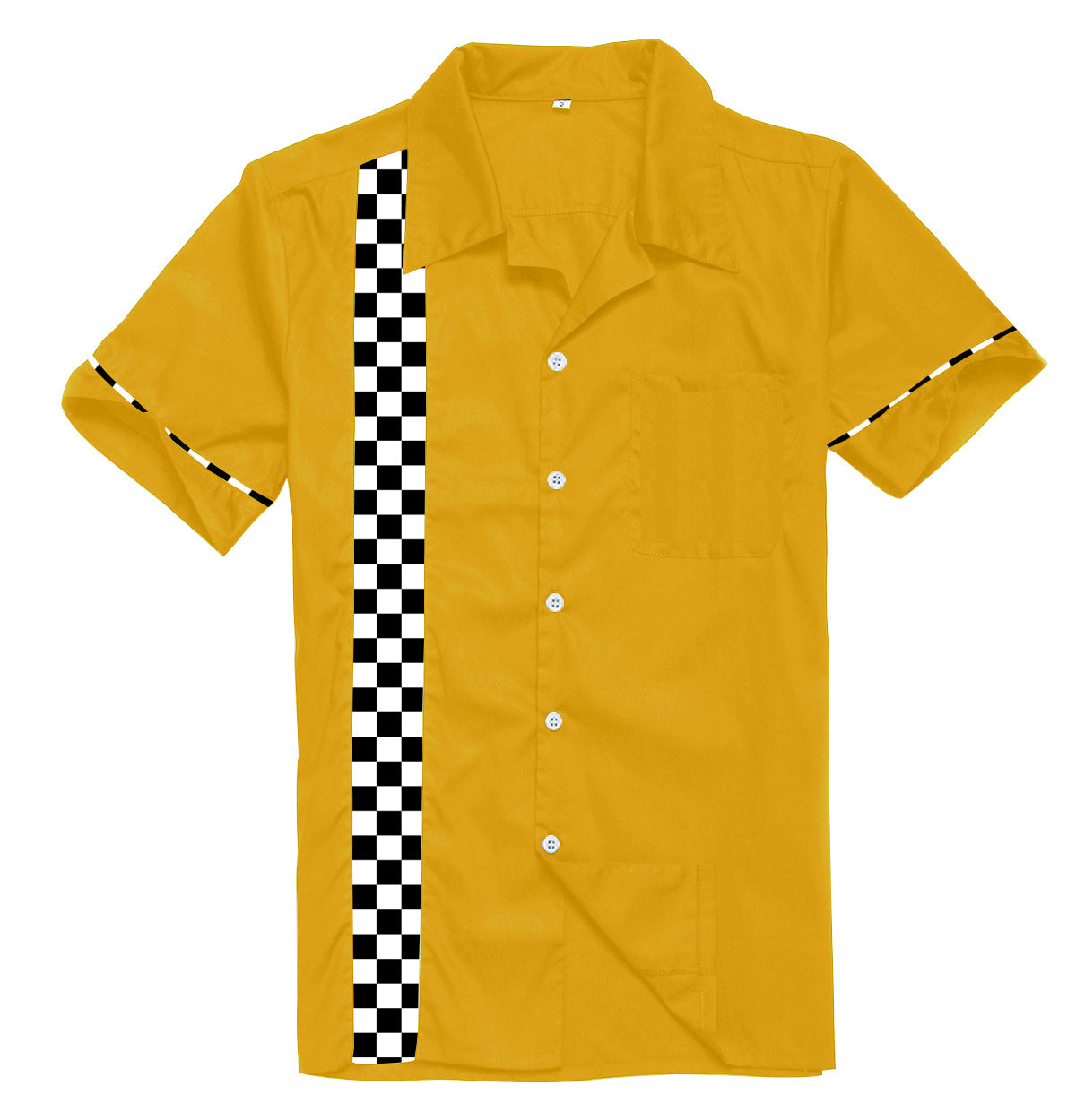 European and American men's new checkerboard party pocket cotton summer casual short sleeved shirt