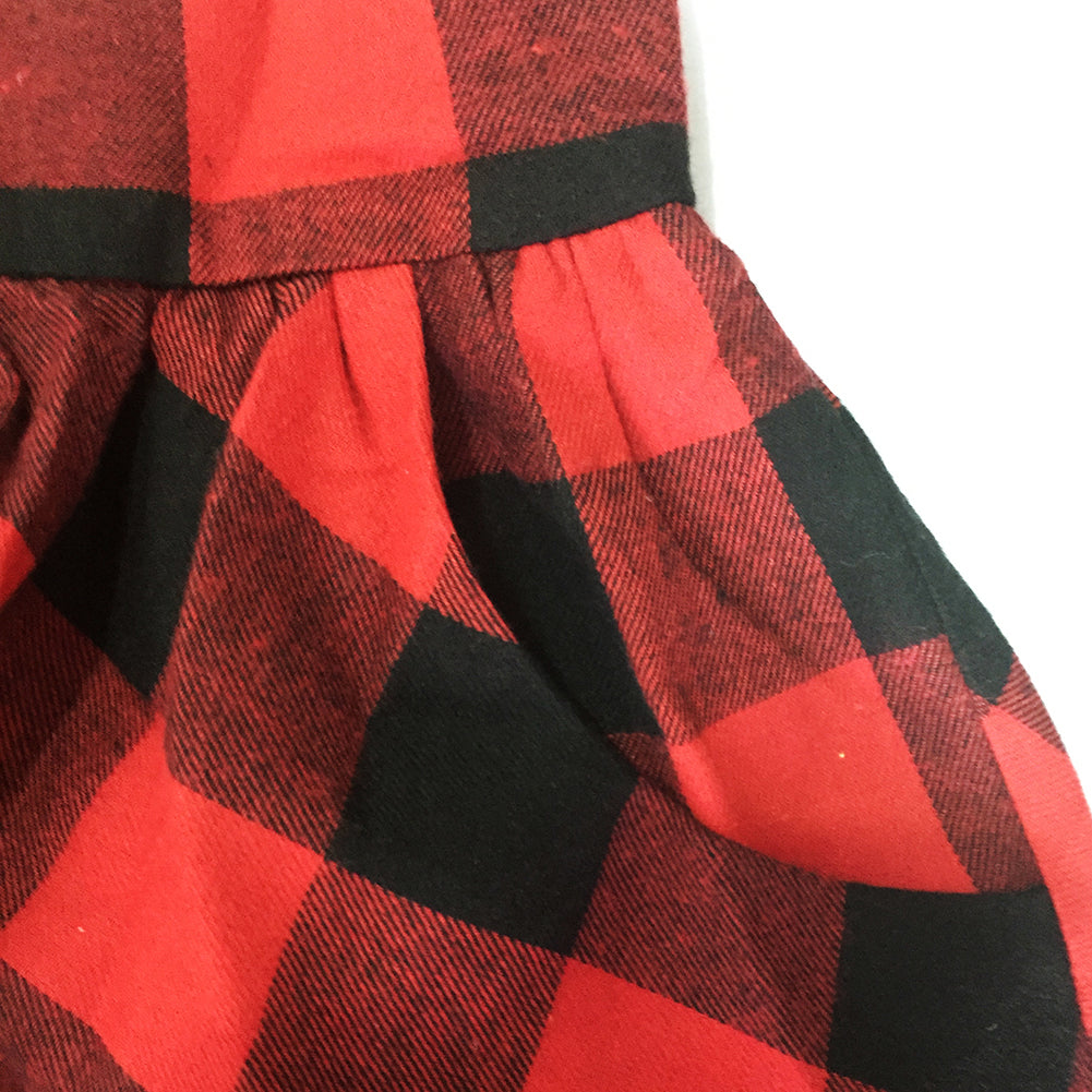 Vintage Plaid Flannel Midi Skirt for Women - Red & Black High - Waisted A - Line Swing Skirt, Versatile & Flattering