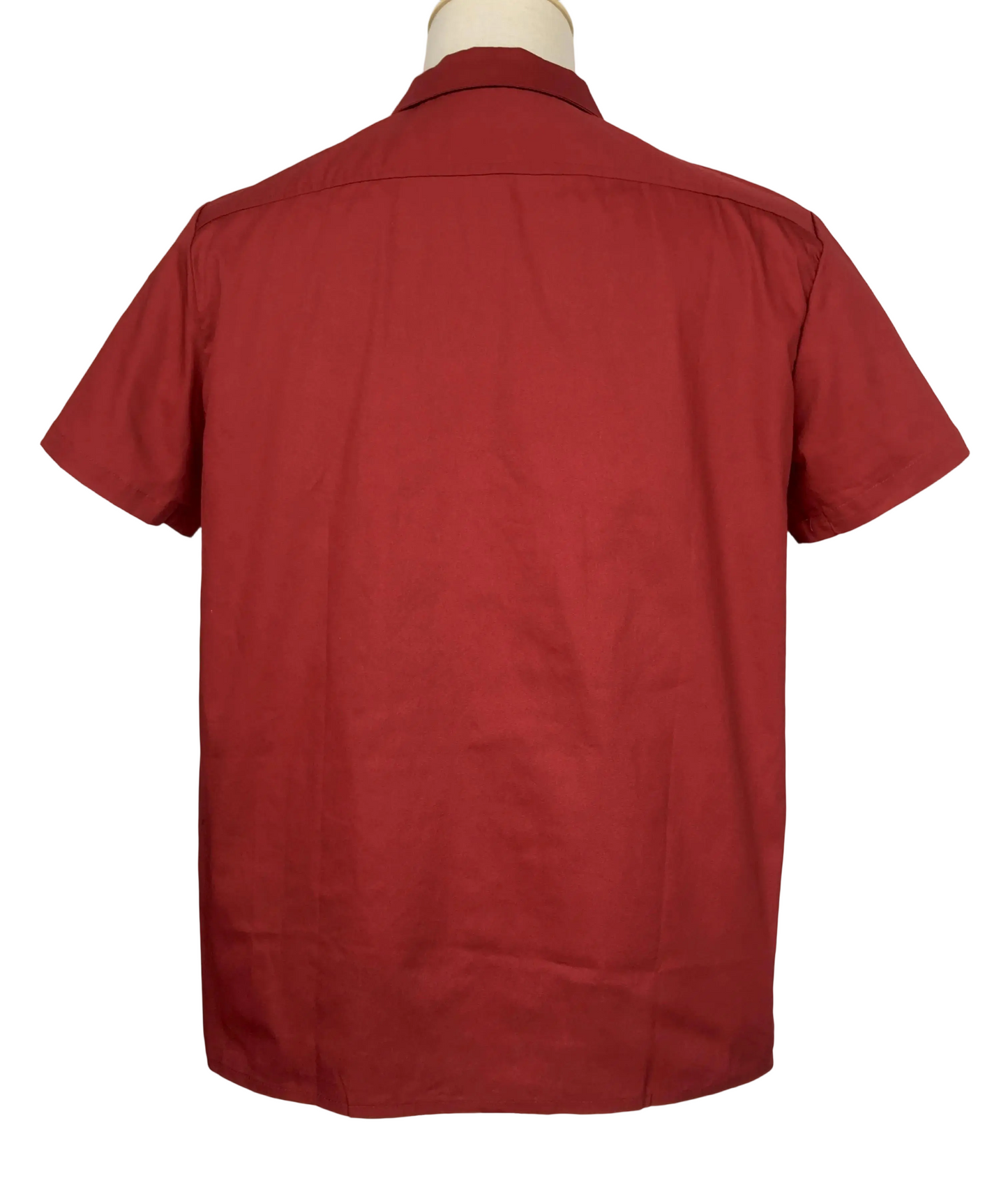 Men's Short Sleeve Cuban Collar Shirt - Burgundy & Light Gray Color Block Casual Button-Down Top