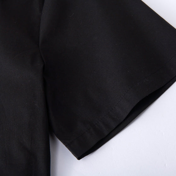 Men's Short - Sleeve Bowling Shirt with Contrast Color Block Design, Casual Button - Down Collar Shirt