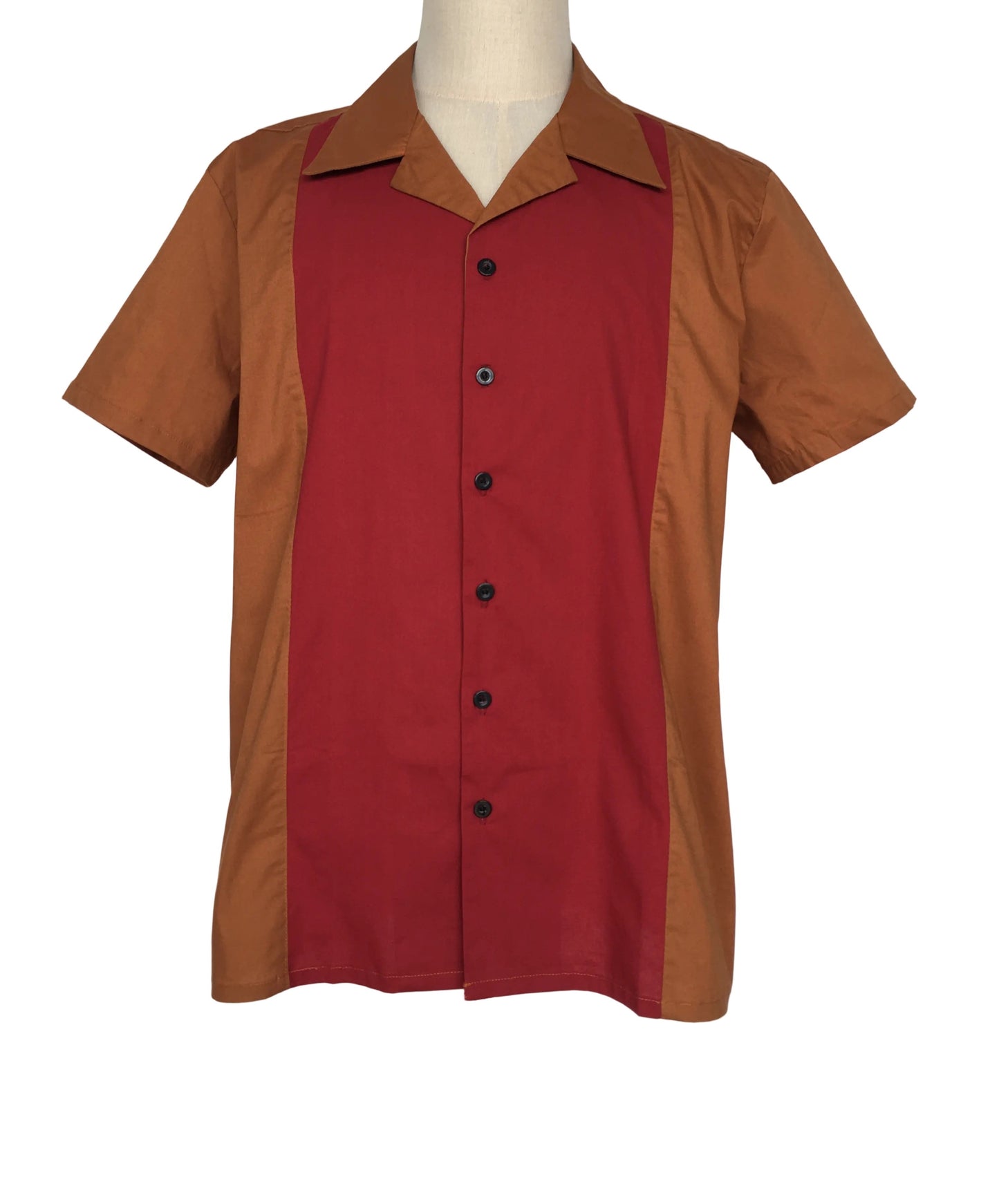 Hot selling plus size men's brown chestnut splicing versatile casual short sleeved shirt