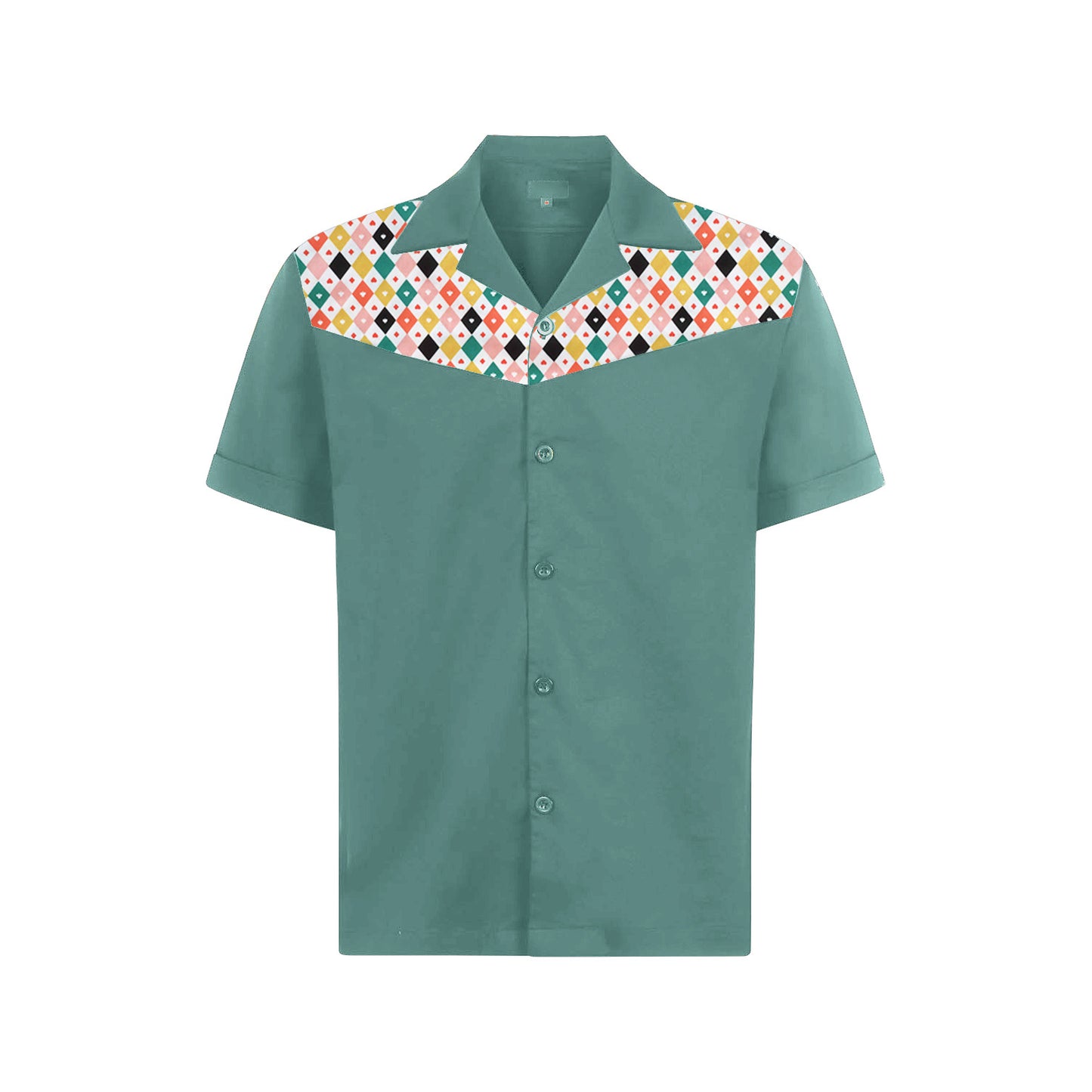 European and American men's new personalized color checkered printed pocket cotton summer casual short sleeved shirt