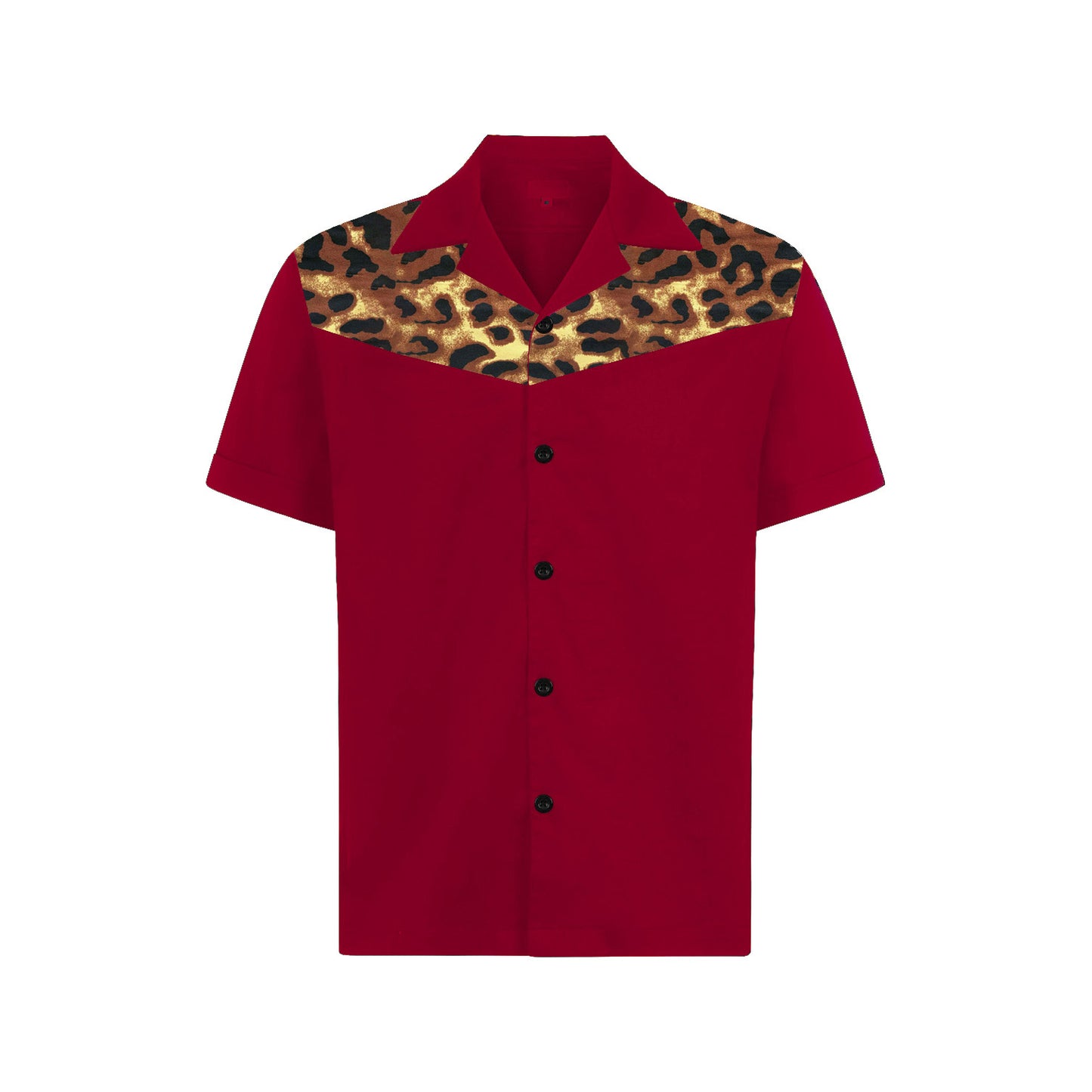 European and American men's new retro leopard print cotton summer casual short sleeved shirt