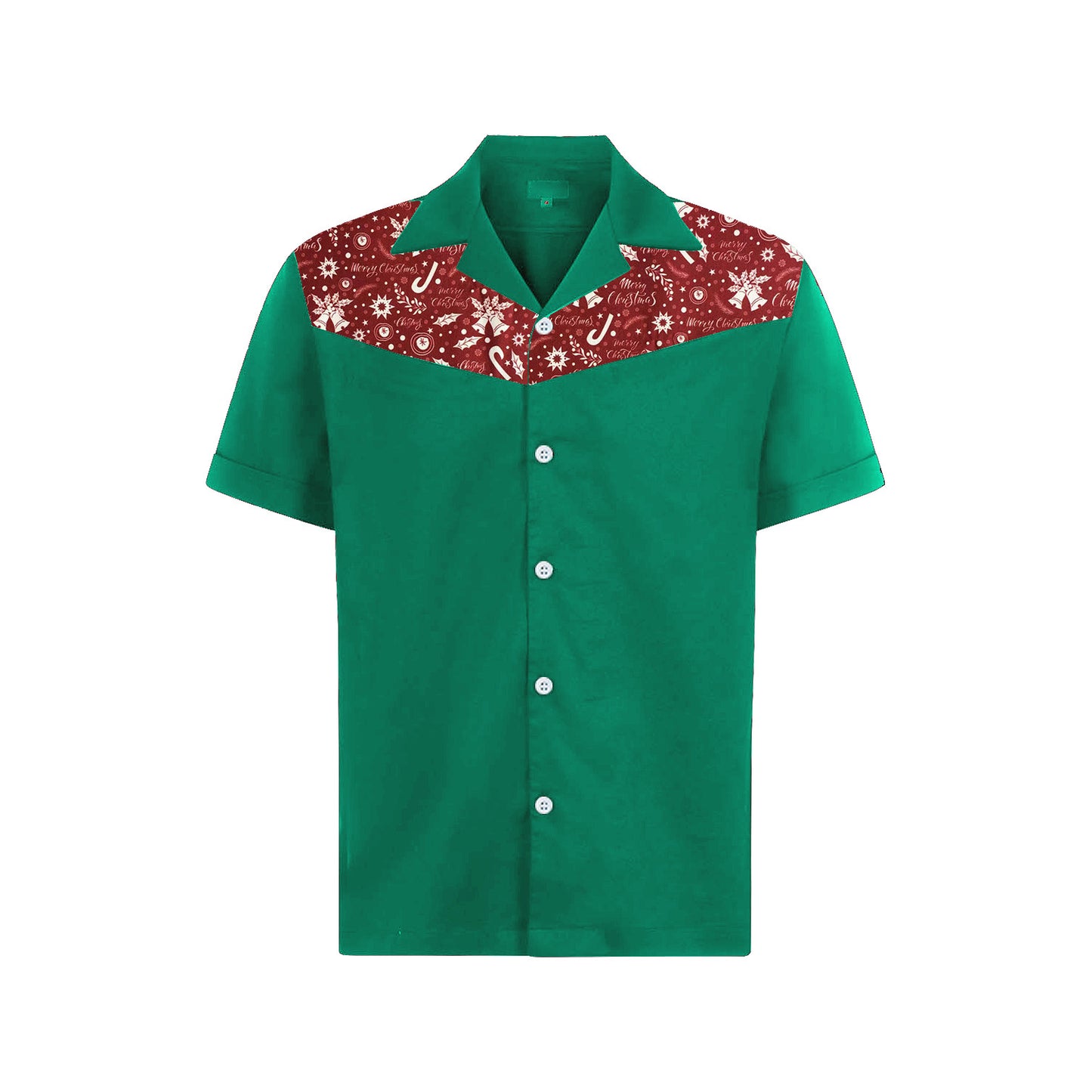 European and American men's new Christmas party pocket cotton summer casual short sleeved shirt