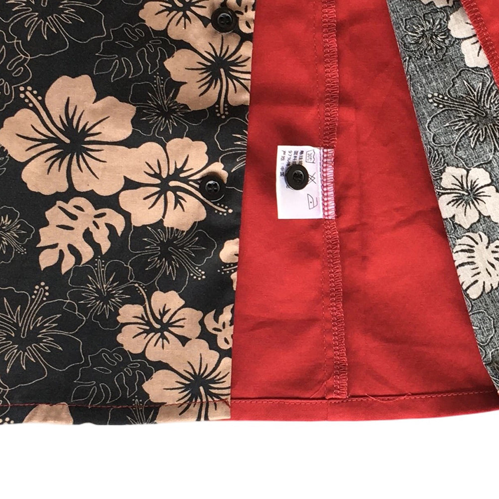 Men's Short Sleeve Bowling Shirt, Retro Floral Color Block Camp Collar Shirts, Casual Button Down Loose Fit Summer Holiday Tops for Men