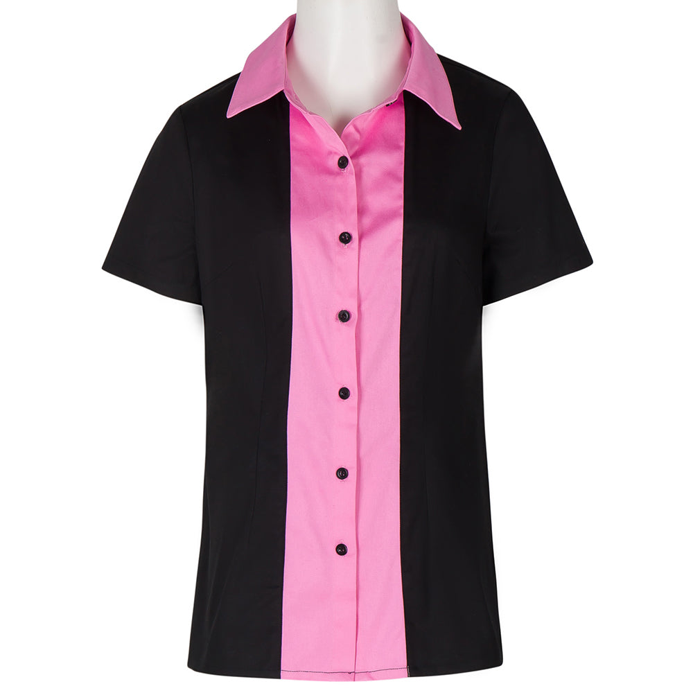 Trendy Black & Pink Short-Sleeved Shirt - Your Must-Have Professional Attire