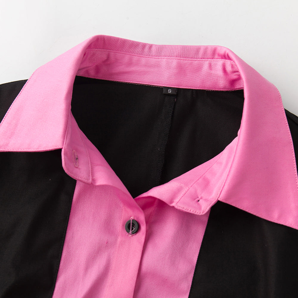 Trendy Black & Pink Short-Sleeved Shirt - Your Must-Have Professional Attire