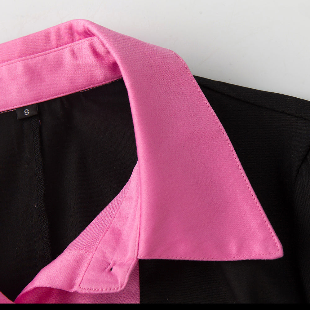 Trendy Black & Pink Short-Sleeved Shirt - Your Must-Have Professional Attire