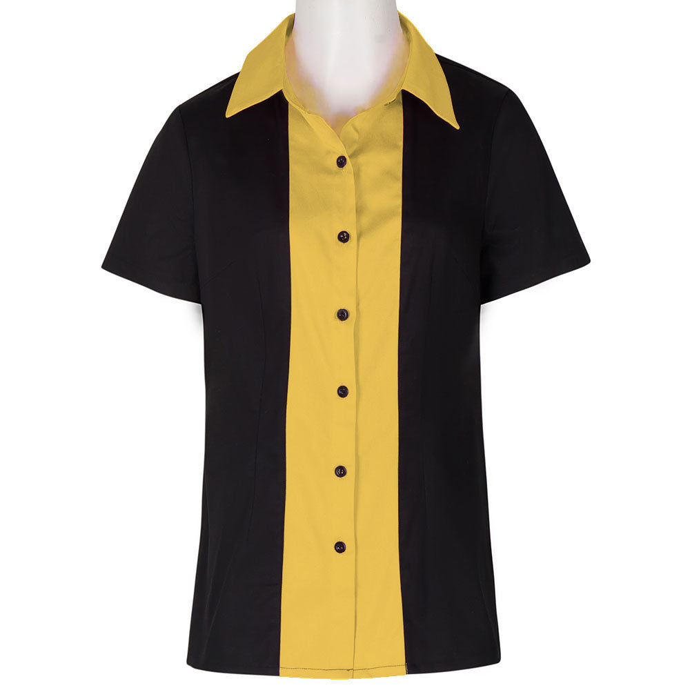 Trendy Black & Pink Short-Sleeved Shirt - Your Must-Have Professional Attire