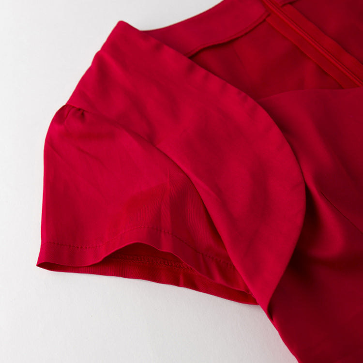 1950s American Country Meets French Retro - Sexy & Slimming Short - Sleeve Top with Unique Square & Heart - Shaped Neckline