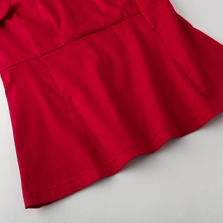 1950s American Country Meets French Retro - Sexy & Slimming Short - Sleeve Top with Unique Square & Heart - Shaped Neckline