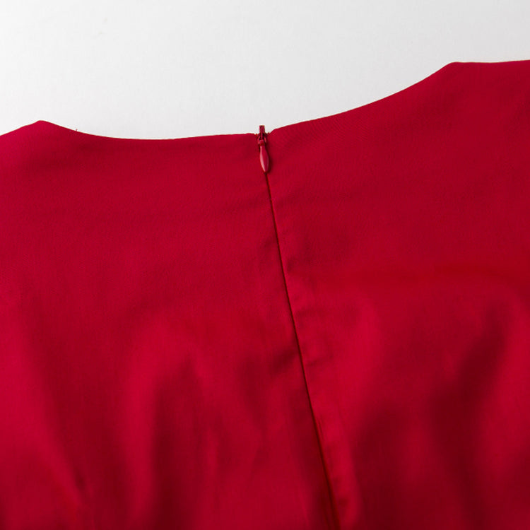1950s American Country Meets French Retro - Sexy & Slimming Short - Sleeve Top with Unique Square & Heart - Shaped Neckline