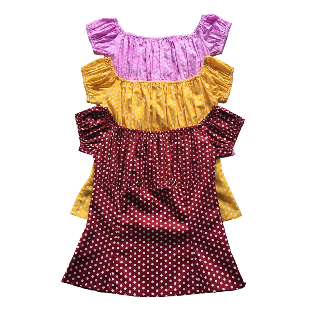 Rockabilly Pinup Style Red Polka Dot Off Shoulder Top, Vintage Inspired Retro Blouse for Women