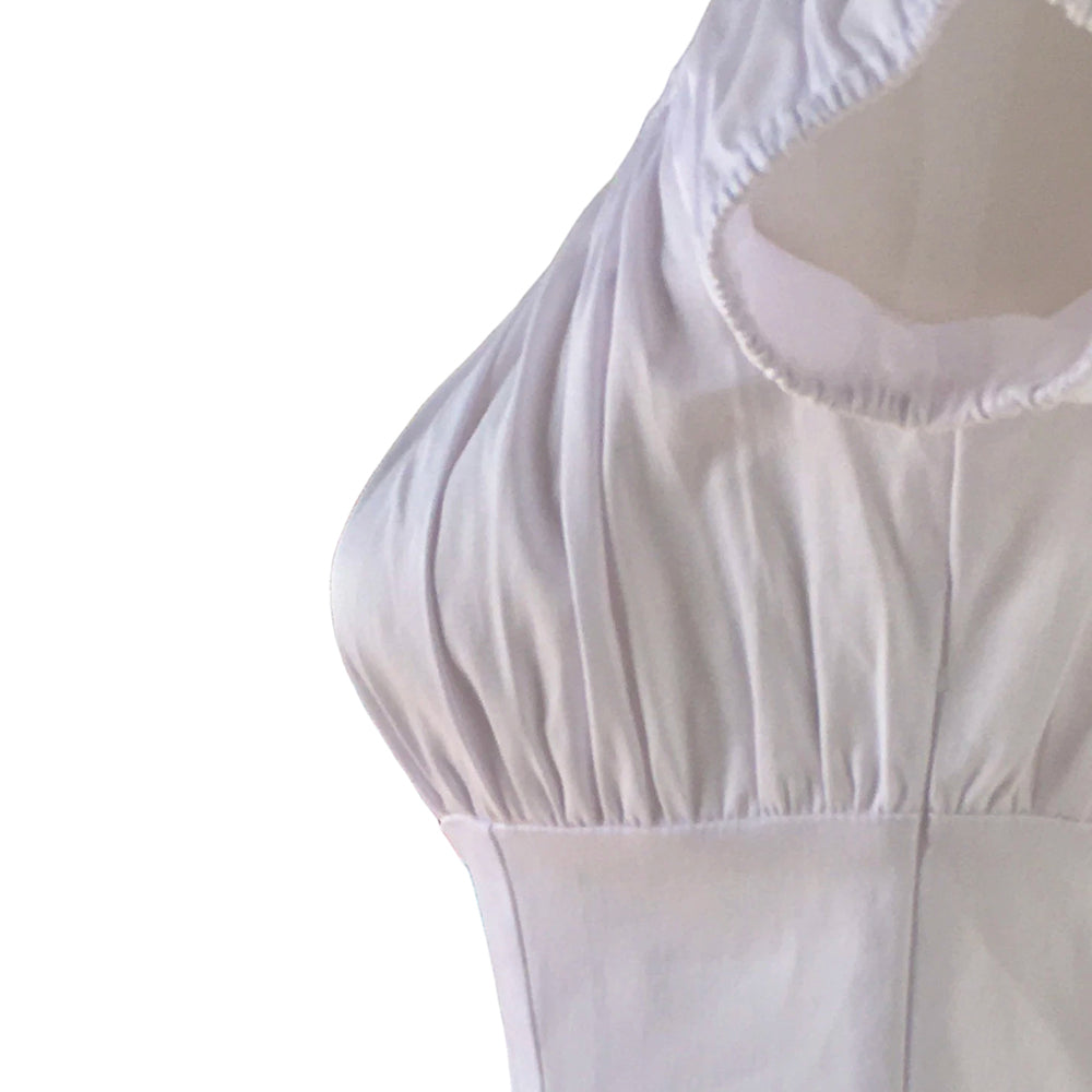 Women's White Vintage Off-Shoulder Blouse with Ruched Puff Sleeves Fitted Waist Elegant Women's Daily & Party Blouse