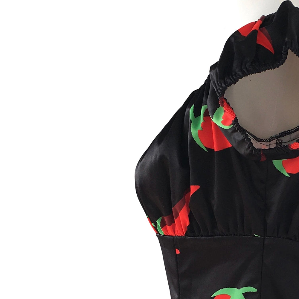 Wholesale Women's Chili Print Off-Shoulder Blouse | Retro Rockabilly Pinup Top - Customizable Factory Direct