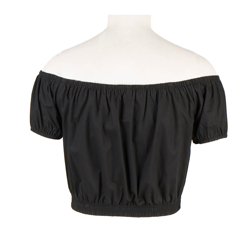 Sexy & Stylish! Off - the - Shoulder Cropped Short - Sleeve Top with Puffed Sleeves - Showcase Your Shoulder Line!
