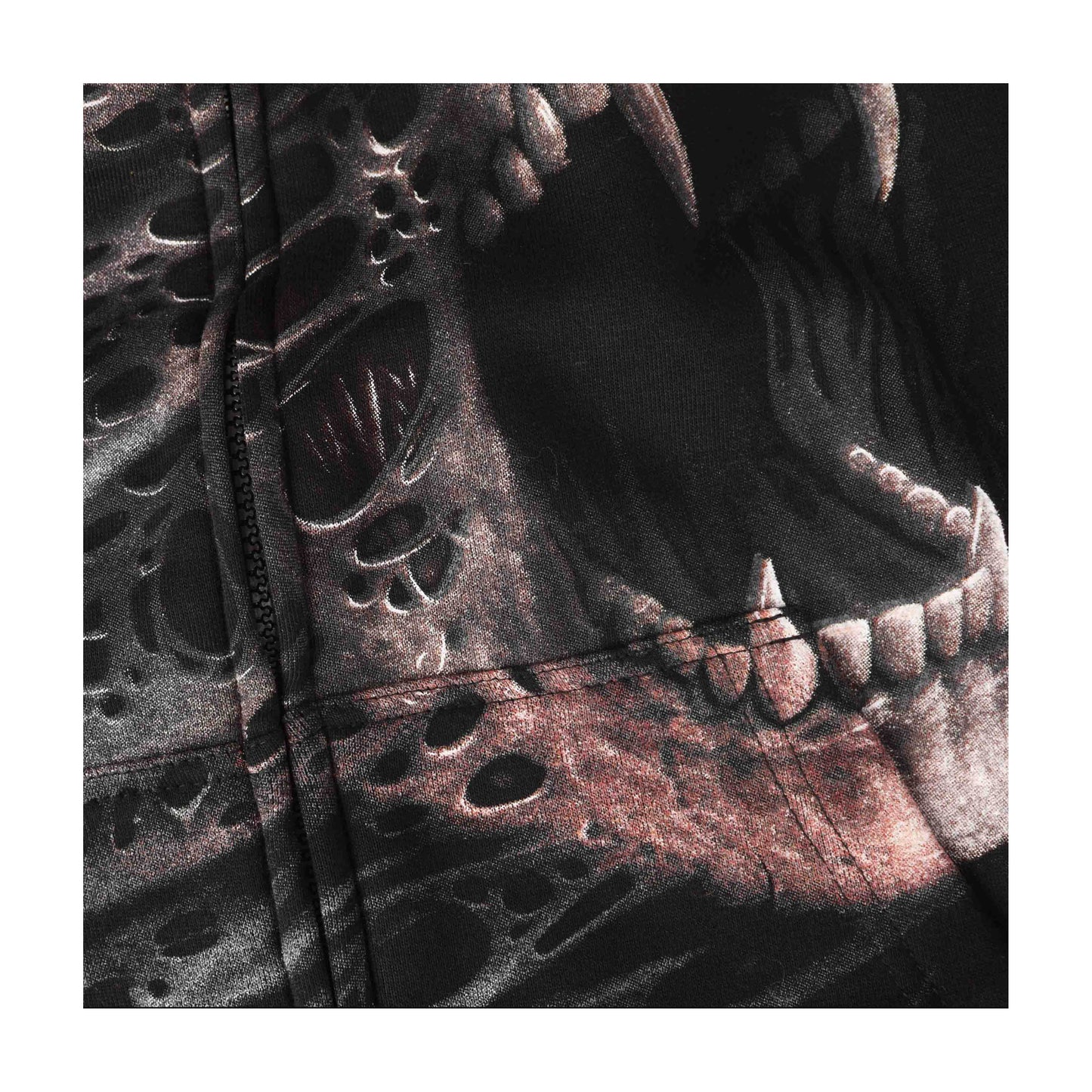 Unisex Streetwear Punk Gothic Skull Zip-Up Hoodie – Dark Themed Graphic with Bold Edgy Design, Perfect for Goth Fans & Bold Outfits