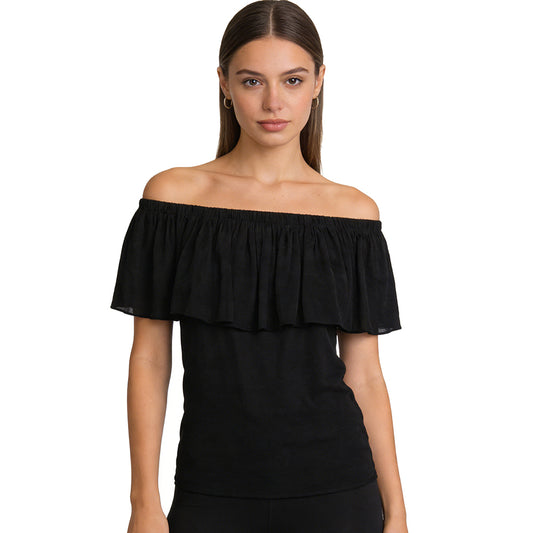 Hot Sale! Off - Shoulder Women Tops with Ruffled Neckline: Sweet and Romantic Style