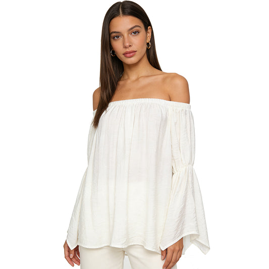 Best - selling Off - Shoulder Top with Flared Sleeves: Casual, Sweet & Romantic