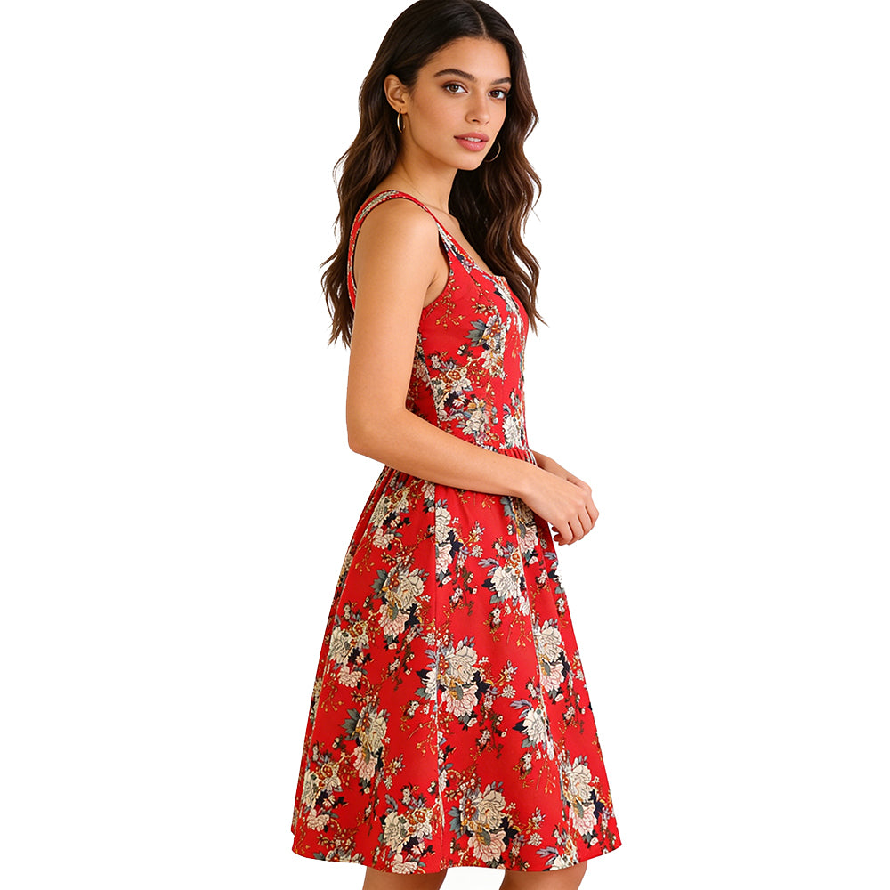 Wholesaler Customized Manufacturing Vintage Style Dresses Linen Cotton Knee Length