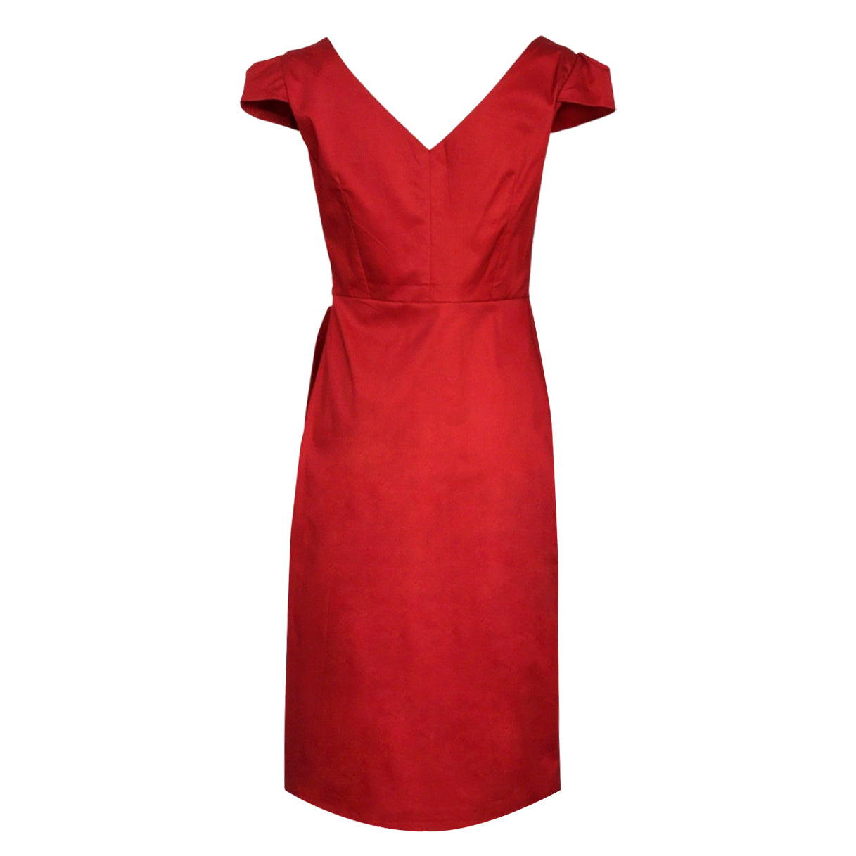 Turquoise Vintage 50s Sweetheart V-Neck Cap Sleeve Ruched Tie-Waist Midi Dress | Cocktail Garden Party Wedding
