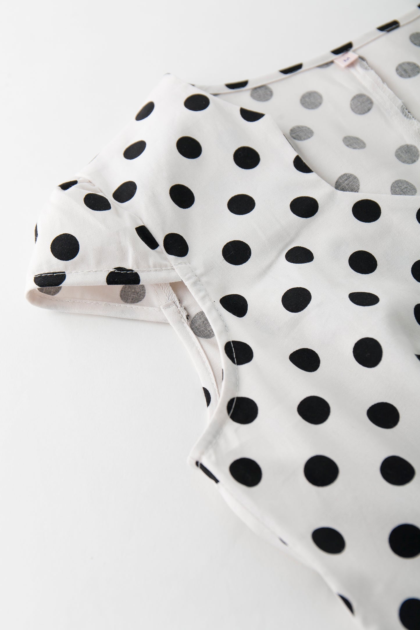 Women's Vintage Polka Dot V - Neck Cap Sleeve A - Line Swing Dress with Black Belt for Cocktail Party Evening Event