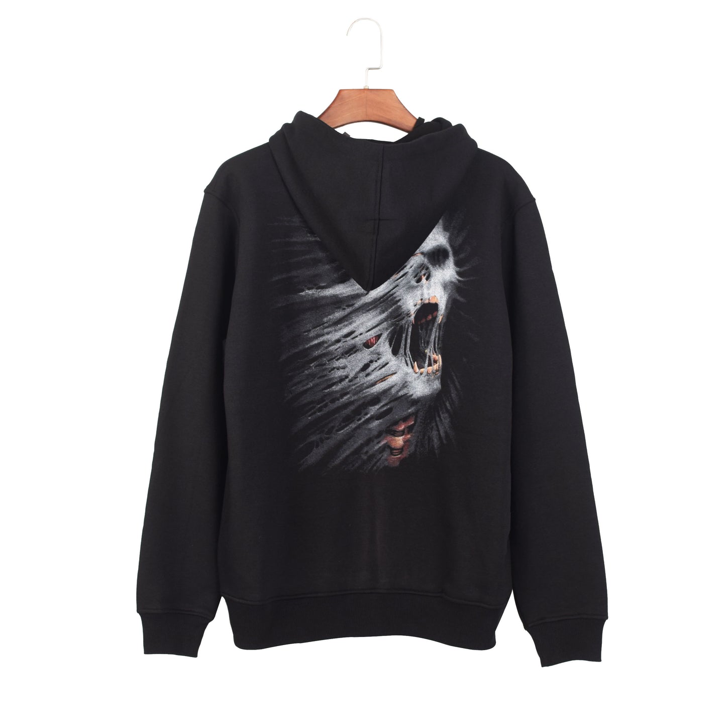 Unisex Streetwear Punk Gothic Skull Zip-Up Hoodie – Dark Themed Graphic with Bold Edgy Design, Perfect for Goth Fans & Bold Outfits