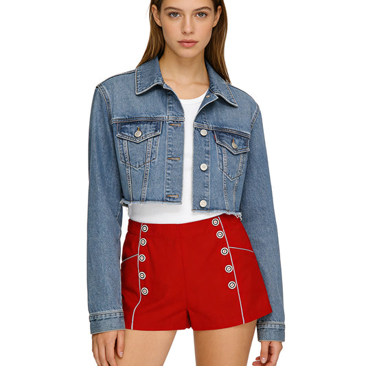 Wholesale Custom Clothing Manufacturer Dropship Rockabilly High Waist Red Shorts Cotton