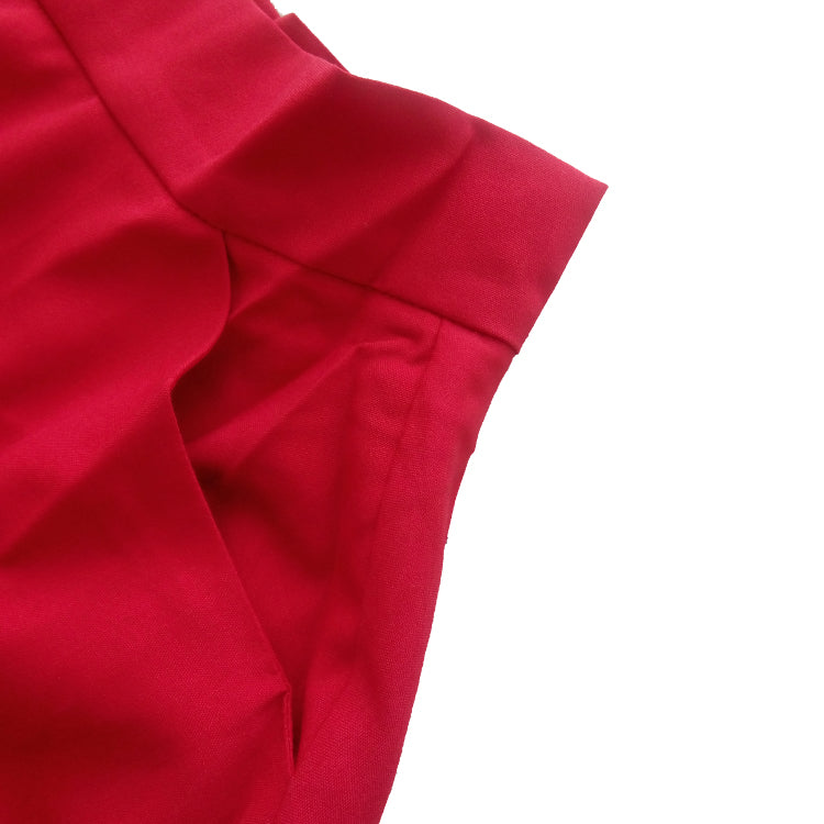 Retro Style Red High Waist A - Line Flared Half Skirt, Knee - Length, Fashionable for Women