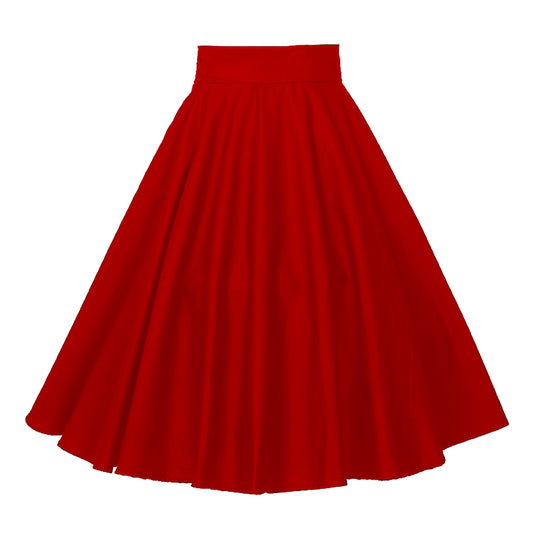 Retro Style Red High Waist A - Line Flared Half Skirt, Knee - Length, Fashionable for Women
