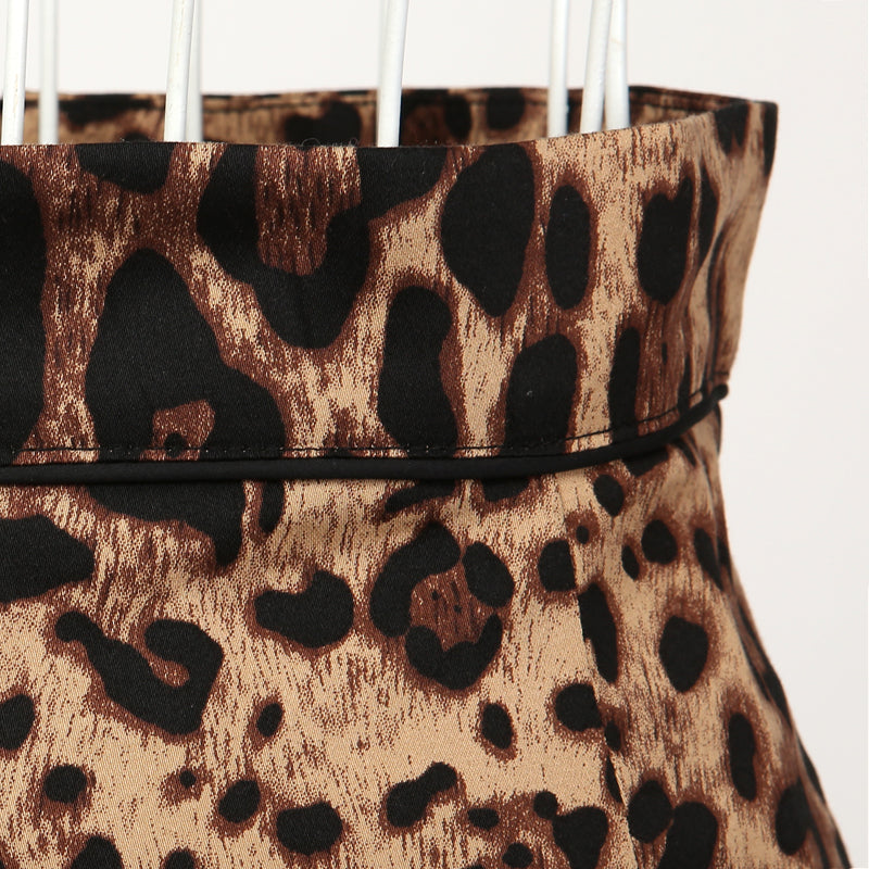 Vintage Leopard Print High Waisted Midi Skirt – Sexy Bodycon Office Pencil Skirt