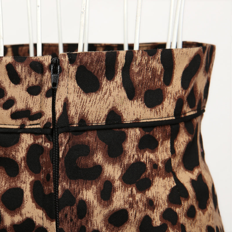 Vintage Leopard Print High Waisted Midi Skirt – Sexy Bodycon Office Pencil Skirt
