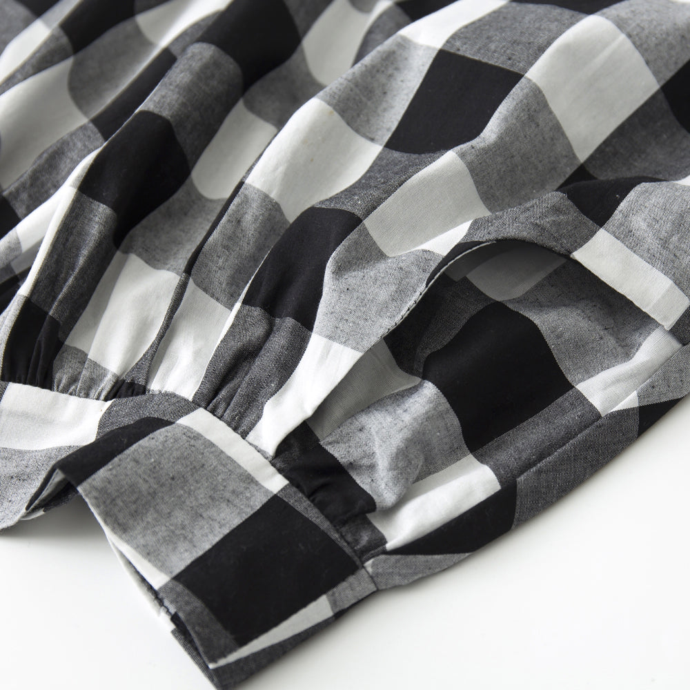 Women's Black White Plaid High Waist Flared Midi Skirt - Vintage Checkered A - Line Pleated Midi Skirt for Casual & Party