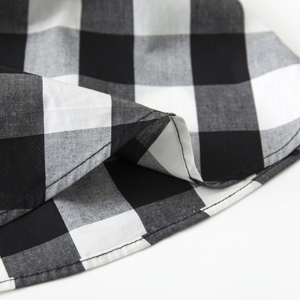 Women's Black White Plaid High Waist Flared Midi Skirt - Vintage Checkered A - Line Pleated Midi Skirt for Casual & Party
