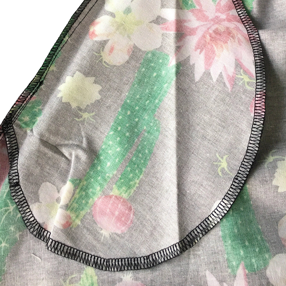 Cactus Floral Print High-Waist A-Line Midi Skirt - Retro 1950s Vintage Summer Brunch Party Casual Skirt