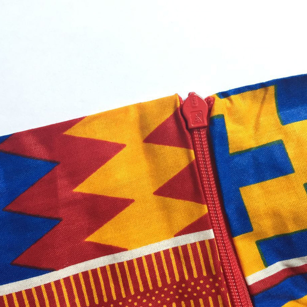 African Wax Print Maxi Skirt - Ethnic Kente Inspired Bohemian Long Skirt with Tie Waist